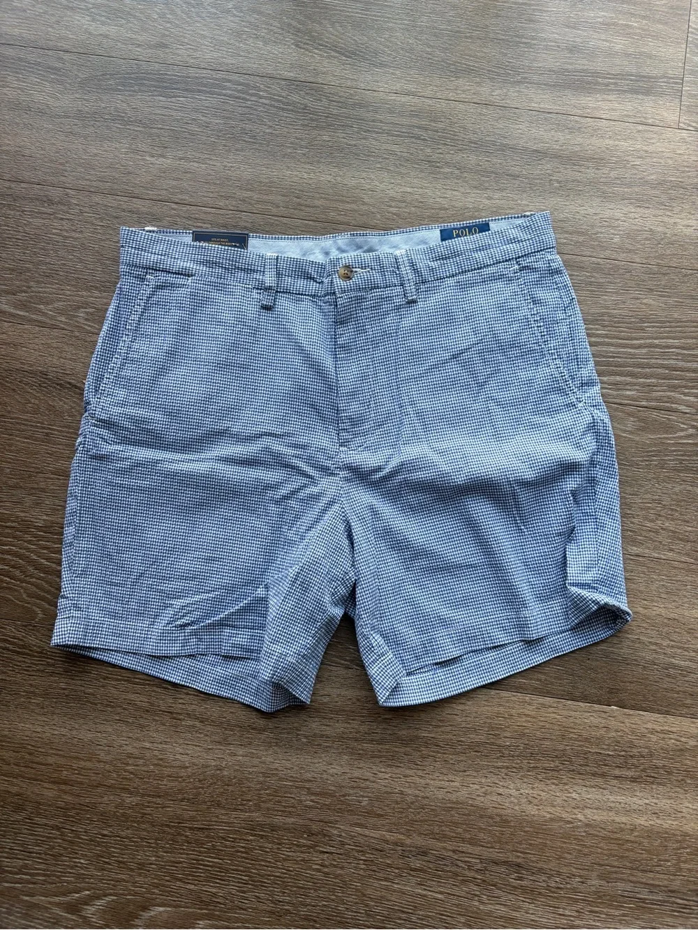 Polo by Ralph Lauren Light Blue Seersucker Flat Front Men’s Shorts